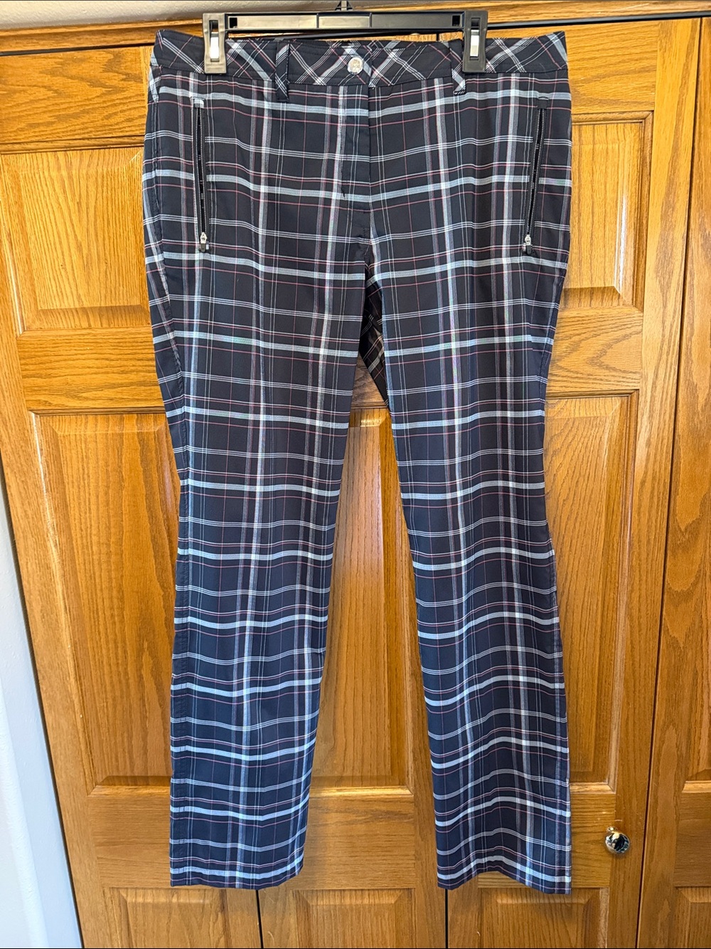 N•VO- Plaid Women’s Pants in Black, White, and Pink Plaid